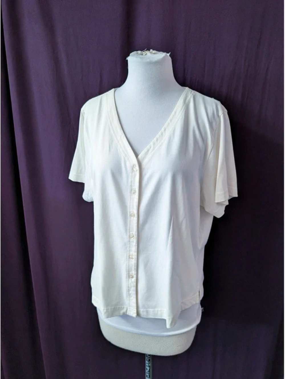 L.L. Bean Cream Cotton Fitted Top L